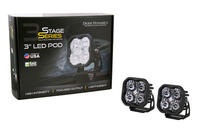 Stage Series 3" SAE/DOT White Sport LED Pod (pair)
