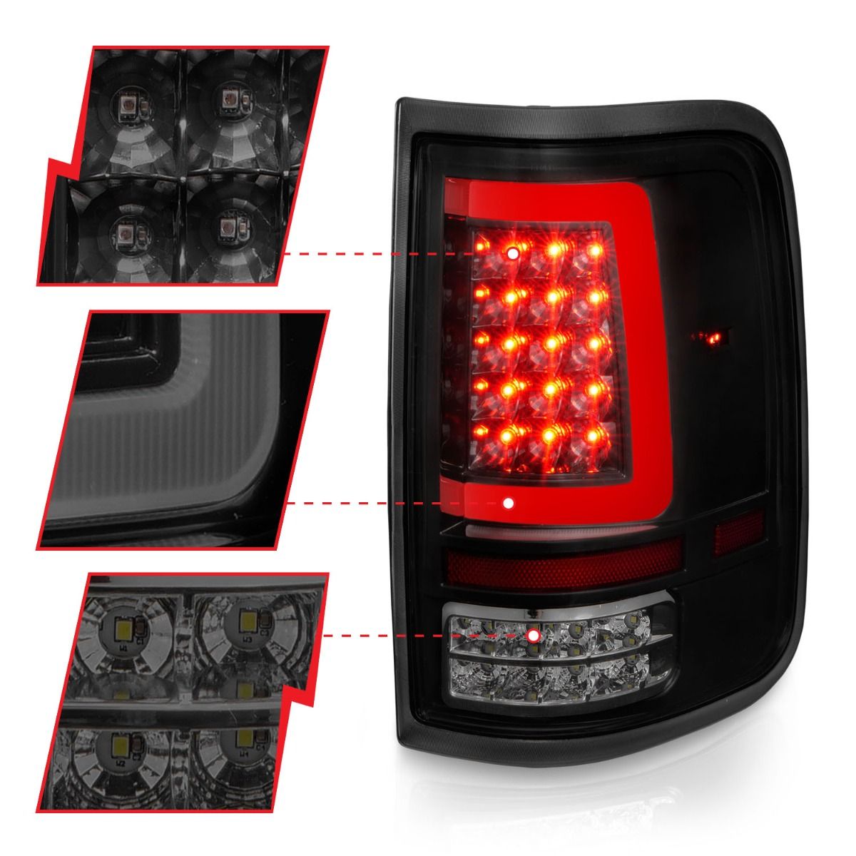 Ford Led Tail Lights, Ford F 150 04-08 Led Tail Lights, Led Tail Lights, Ford Black Tail Lights, Housing Smoke Lens 