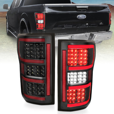 Ford Full Led Taillights, Ford F-150 Led Taillights, Ford 18-20 Led Taillights, Ford Black Housing Taillights, anzo