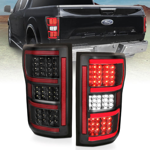 Ford Full Led Taillights, Ford F-150 Led Taillights, Ford 18-20 Led Taillights, Ford Black Housing Taillights, anzo