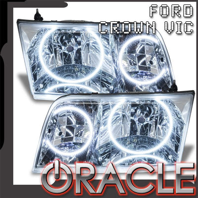 Oracle Lighting 1998-2011 Ford Crown Victoria Pre-assembled SMD Halo Headlights - Halogen - Chrome Housing