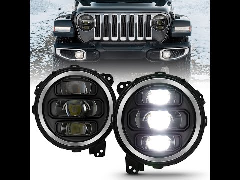 Jeep Projector Headlights, Jeep Wrangler Headlights, Jl 18-21 Headlights, Projector Headlights, Black Projector Headlights, Anzo Projector Headlights