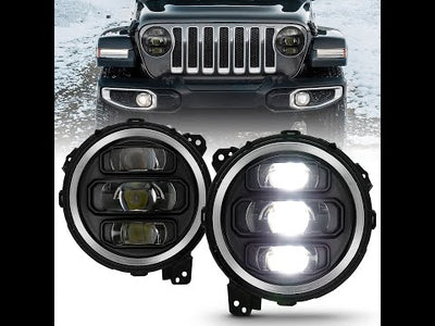 Jeep Projector Headlights, Jeep Wrangler Headlights, Jl 18-21 Headlights, Projector Headlights, Black Projector Headlights, Anzo Projector Headlights