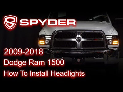 Dodge Ram Projector Headlights, Ram Projector Headlights, Ram 2500 Projector Headlights, Ram 3500 Projector Headlights, 2009-2019 Projector Headlights, Black Projector Headlightss, Spyder Projector Headlights, LED Projector Headlights