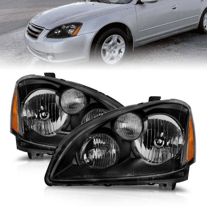 Nissan Headlights, Nissan Altima Headlights, Nissan 02-04 Headlights, Black Headlights, Anzo Headlights, Headlights 