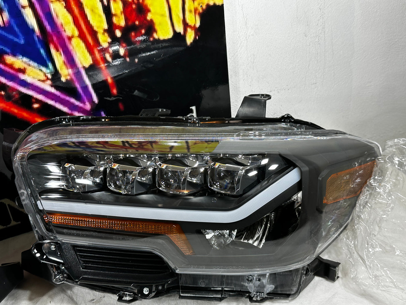 For 2016-2022 Toyota Tacoma Black Full LED Sequential Quad Projector Headlights