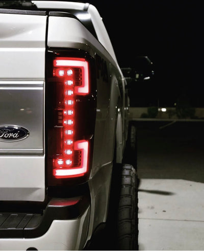 Ford Super Duty 20-22 (Replaces OEM Halogen) Tail Lights OLED in Dark Red Smoked