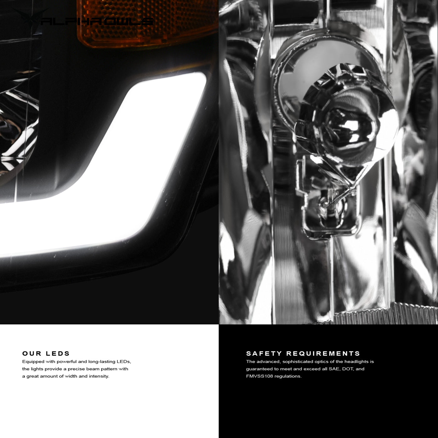 Alpha Owls 2003-2006 Chevy Silverado 2500 LM Series Headlights (Crystal Headlights Black housing w/ LumenX Light Bar)