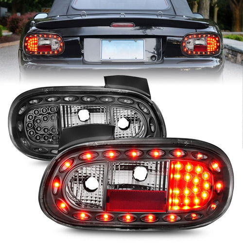 Mazda Led Tail Lights, Mazda Miata Tail Lights, Miata 98-05 Tail Lights, Black Tail Lights, Anzo Tail Lights