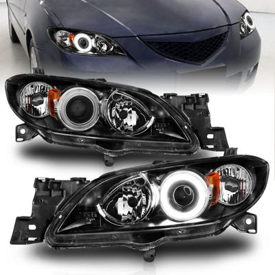 Mazda Projector Headlights, Mazda 3 Headlights, Mazda 04-08 Headlights, 4dr Projector Headlights, Black Projector Headlights, Anzo Projector Headlights, Headlights