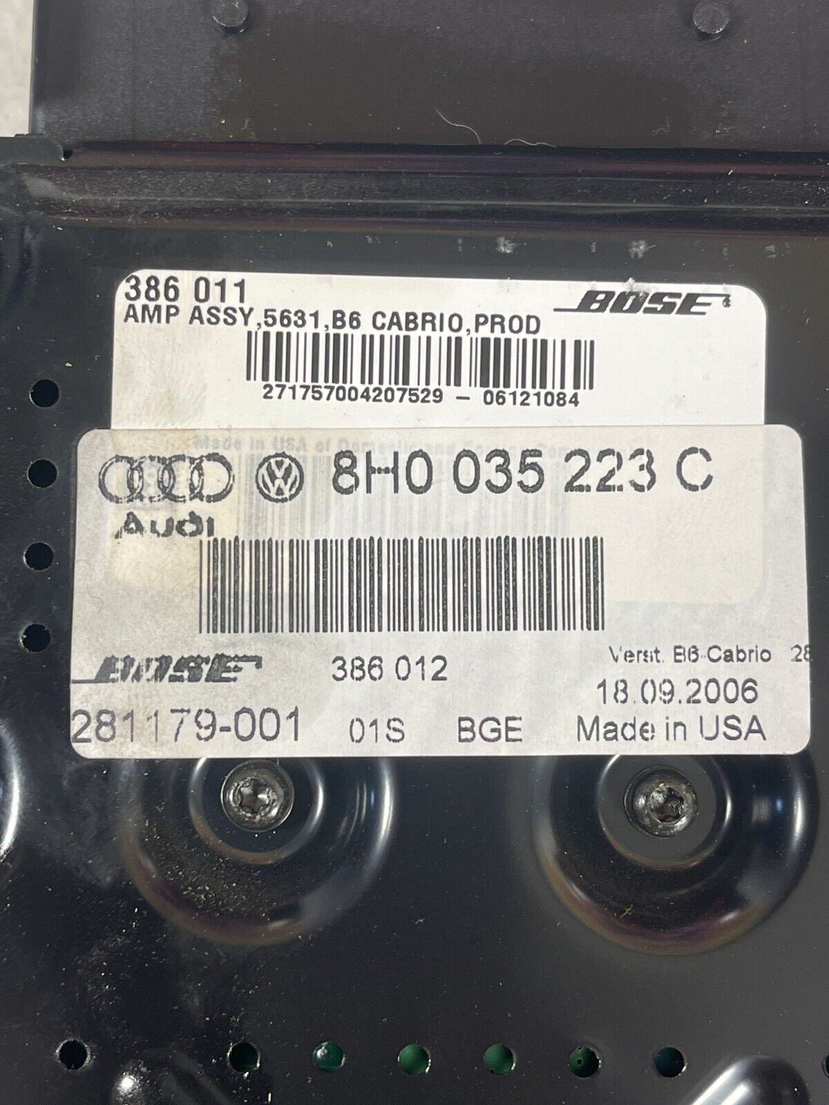 2006-2008 Audi S4 A4 RS4 Convertible Bose Amplifier 8H003223C OEM