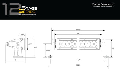 Stage Series 12" SAE/DOT White Light Bar (pair)