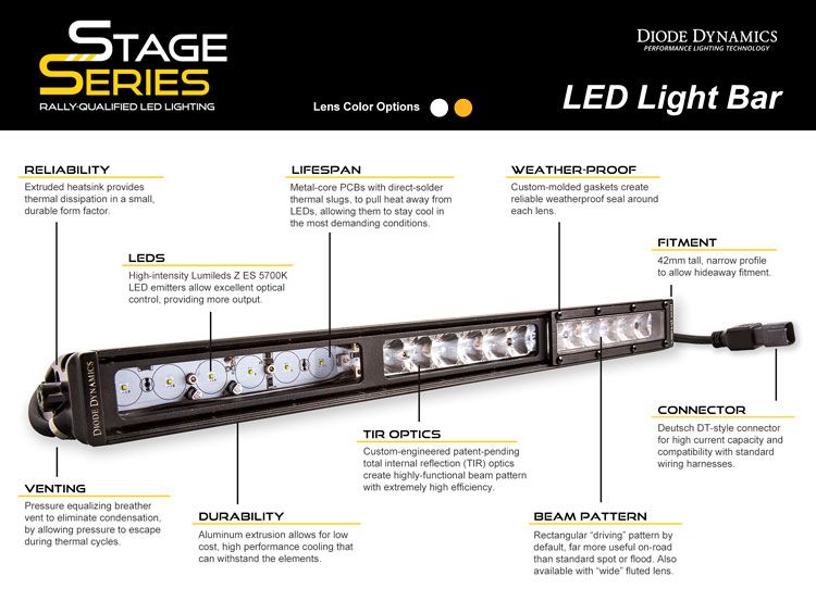 Stage Series 6" SAE/DOT White Light Bar (one)