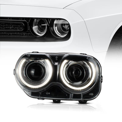 VLAND LED Halo Headlights For Dodge Challenger 2015-2020 With Sequential Turn Signals