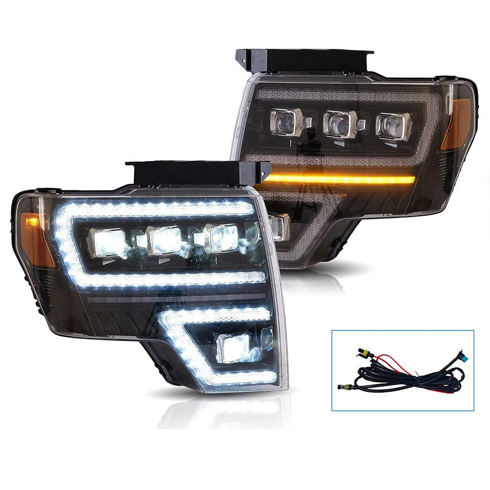 VLAND LED Projector Headlights For Ford F150 Pickup 2009-2014 With DRL [DOT. SAE.]