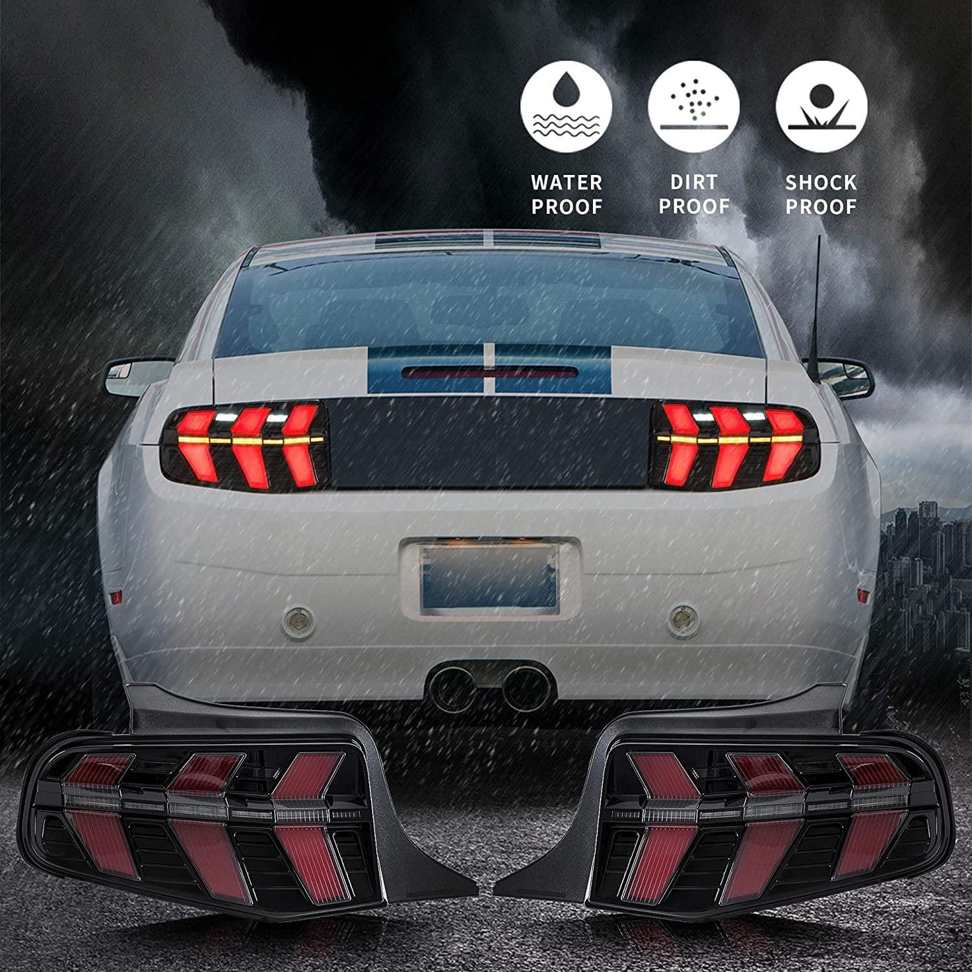 VLAND LED Tail Lights For Ford Mustang 2010 2011 2012 with 7 Lighting Modes [DOT.]