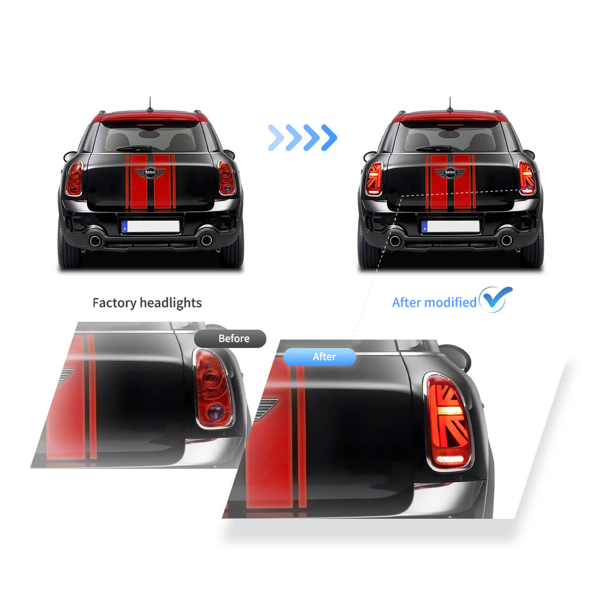 10-16 Mini Cooper Countryman R60 Vland LED Tail Lights With Dynamic Welcome Lighting