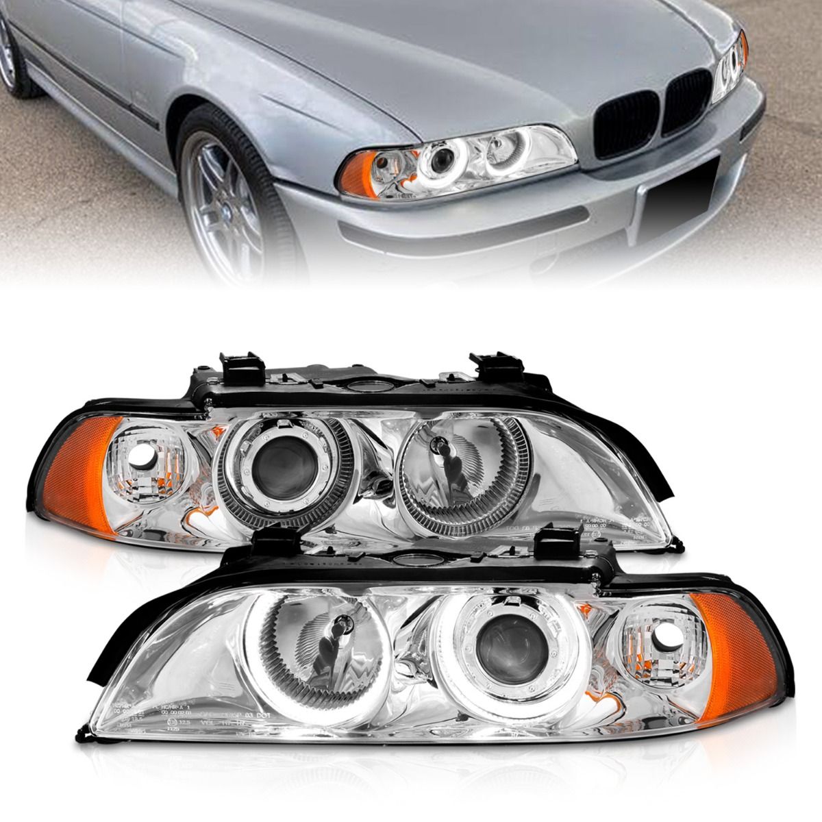 BMW 5 Series Headlights, 5 Series Headlights,  BMW Headlights,97-01 BMW Headlights, Anzo Headlights, Headlights, Chrome Headlights, BMW 5 Series, 5 Series Headlights,